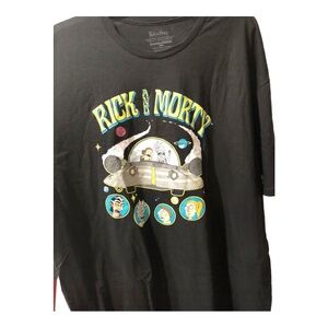 Rick‎ & Morty galactic spaceship graphic print black tshirt size 3XL new